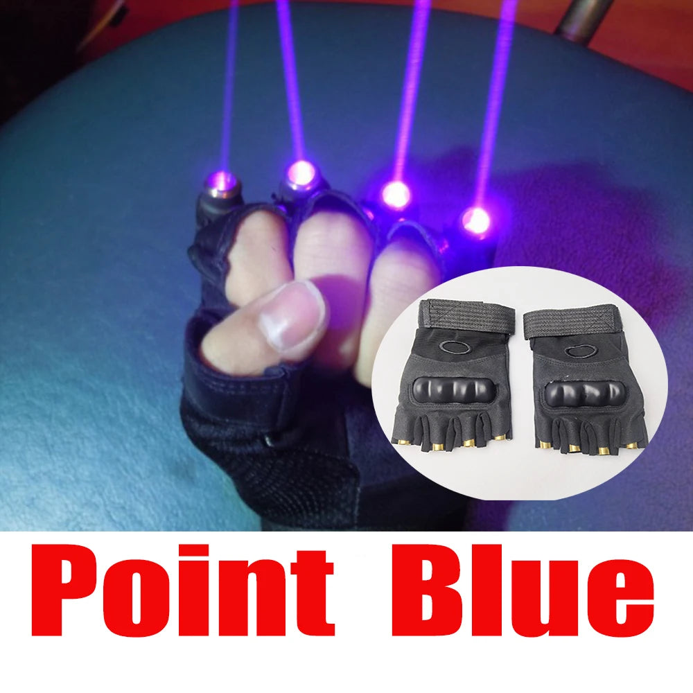 RGB Single Point Laser Gloves LED Finger Light Rechargeable Robot Suit Performance Flash Fin - Green Red Blue Vue Point Blue A pair Gloves