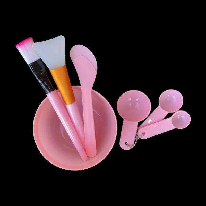 7Pcs DIY Facial Mask Mix Kit Soft Silicone Brush Spoon Spatula Face Mud Bowl Home Beauty Supply Vue A1