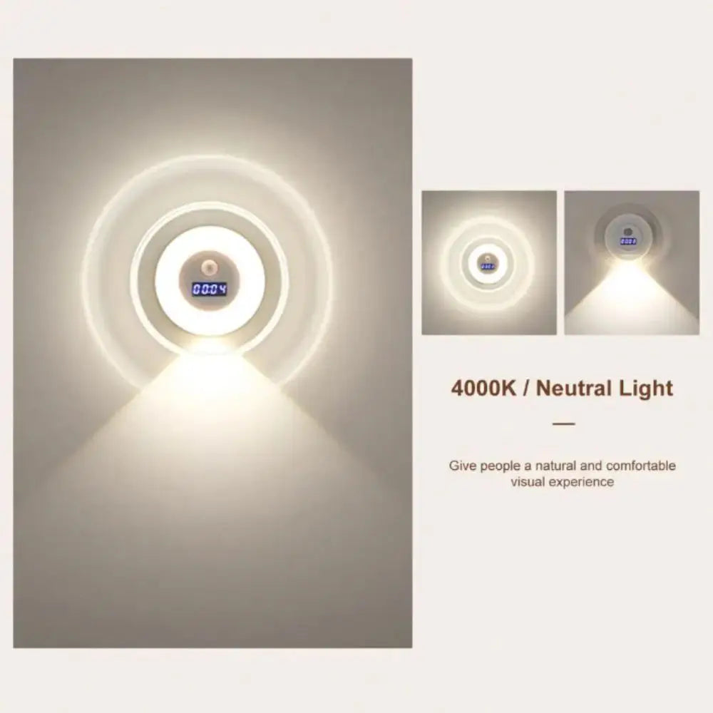 Stepless Dimming Dimmable Bedside Lamp Wall Light Spotlight Digital Clock Lamp Small Size Human Body Sensing Vue