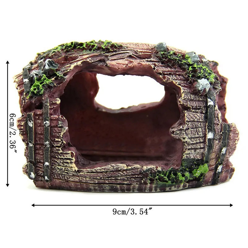 Aquarium Resin Wood Trunk Log Artificial Barrel Hideout Cave Landscaping Fish Tank Ornaments Decorations Background acuario Vue
