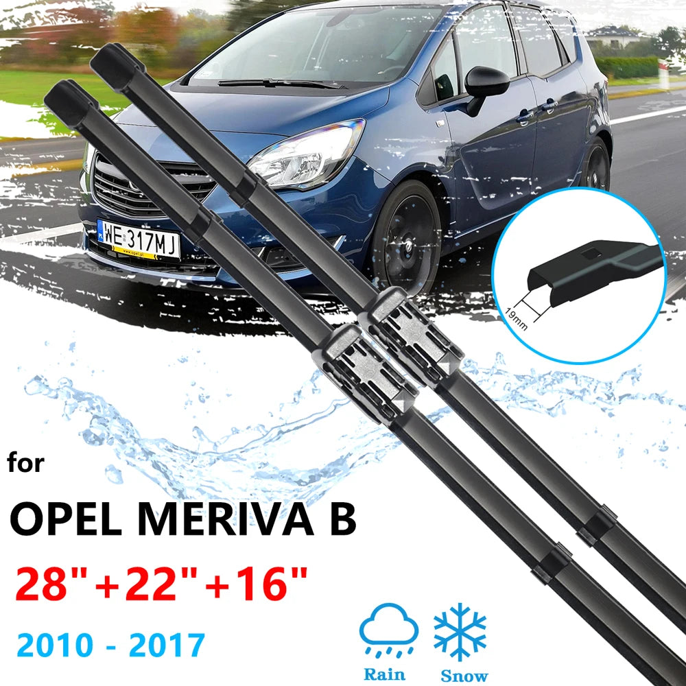 For Opel Meriva B Crossvan Vauxhall 2010~2017 Front Rear Wiper Blades Window Windshield Cleaning Brushes Cutter Car Accessories Vue