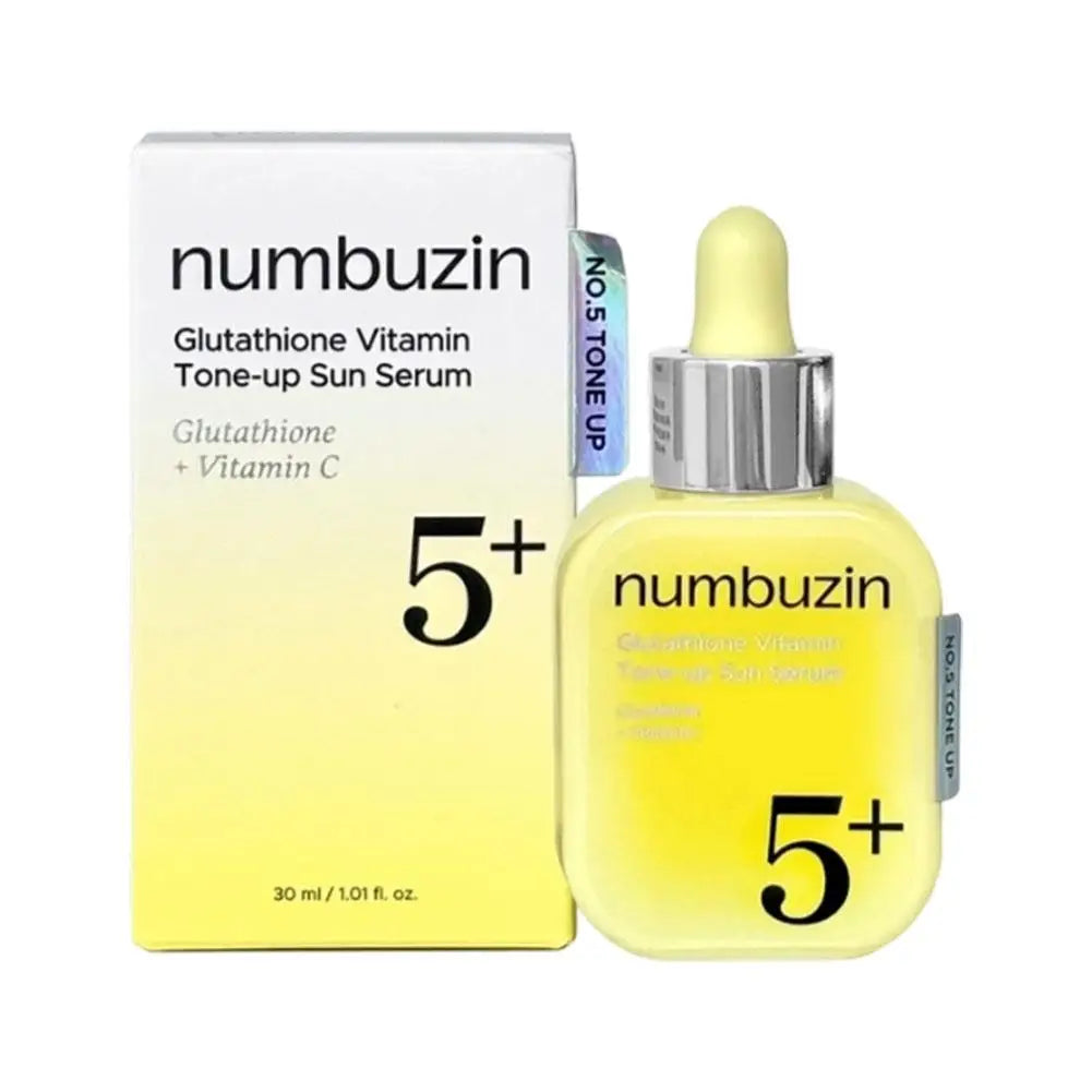 Numbuzin No.5+ Glutathione Vitamin Tone-up Sun Serum Brightening Even Skin Tone SPF50+ PA++++ Korean Nicotinamide Brand Serum Vue 30ml