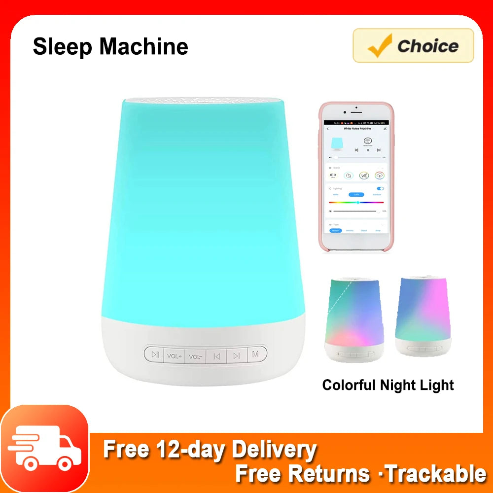 Smart White Noise Machine Baby Sleep Sound Machine Colorful Night Lights 34 Soothing Sounds Supports Voice APP Remote Control Vue
