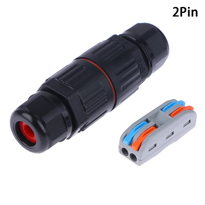 1PCS 2/3 Pin Plug Straight Quick Push In Terminal Block Conductor Connector IP68 Electrical Waterproof Connector Wire Cable Vue 2PIN