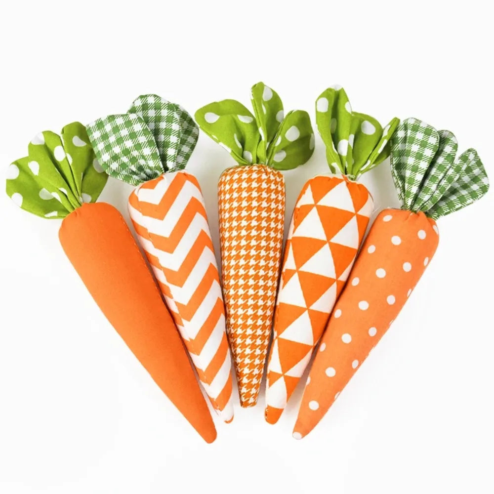 Creative Soft Fabric Easter Carrot Ornaments Handmade High Quality Artificial Carrot Lovely Durable Simulated Carrots Birthday Vue 5Pcs