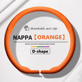 Breathable Leather 8D Car Steering Wheel Cover Non-slip Booster Cover For BMW X1 X3 X4 X5 X7 E39 E46 E60 E90 F30 F31 F32 F20 F10 Vue Orange-D