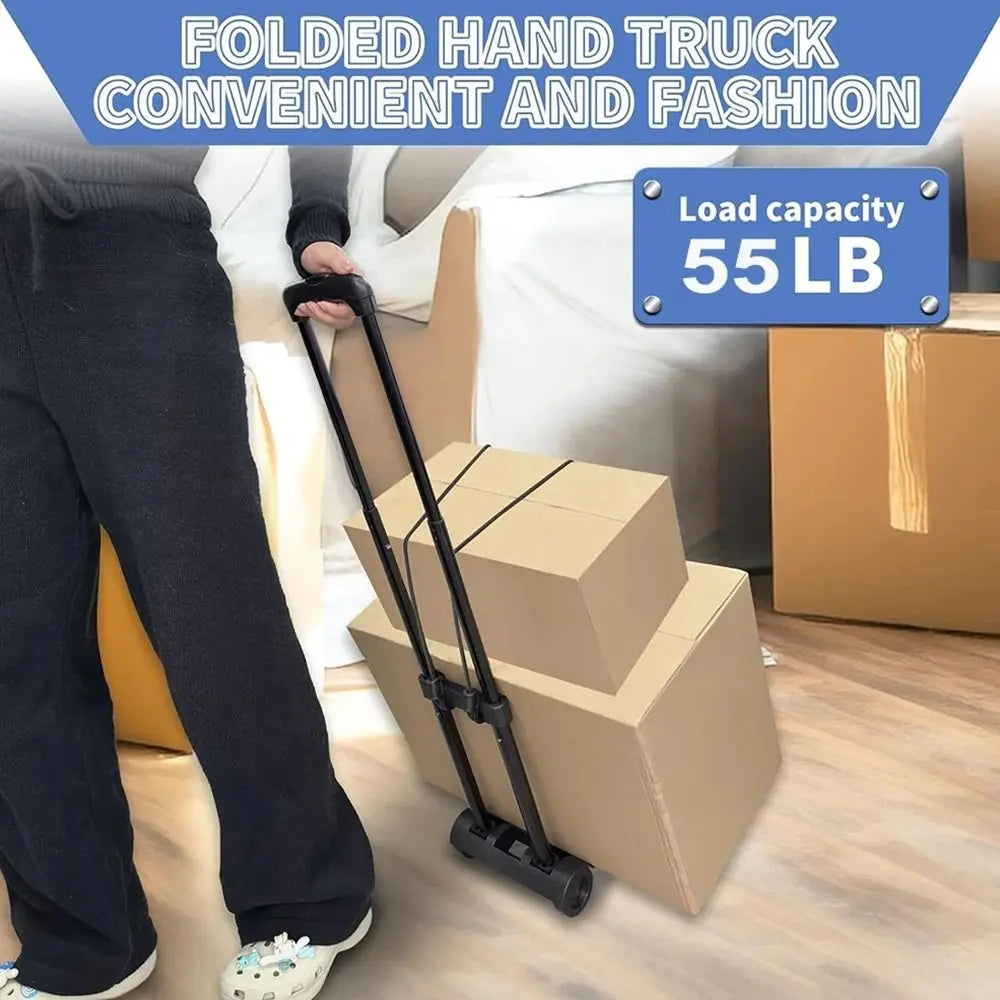 Stable 2/4 Wheel Folding Hand Truck Retractable Labor-Saving Luggage Cart Movable Strong Load-Bearing Trolley Truck for Home Vue