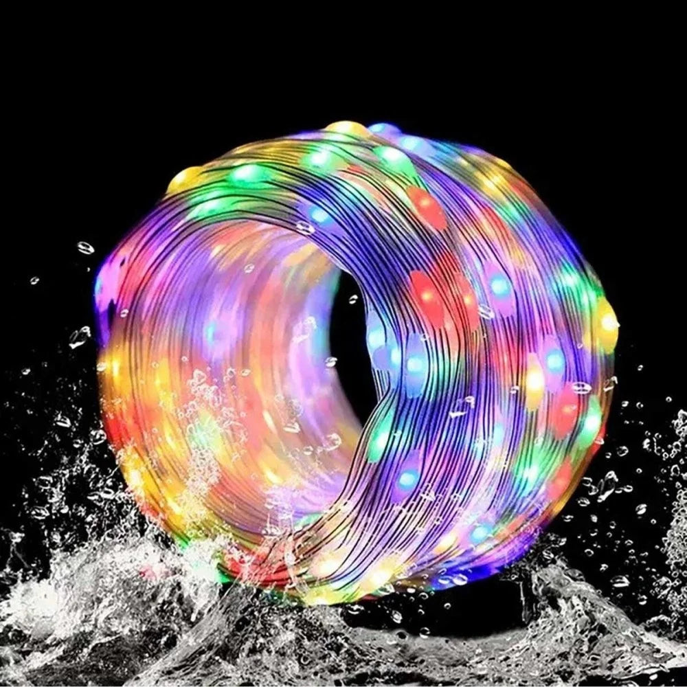 1PC 20M/30M/50M/100M Solar Cord String Light with 8-Mode Remote Control, Used for Garden, Courtyard and Party Decoration Vue