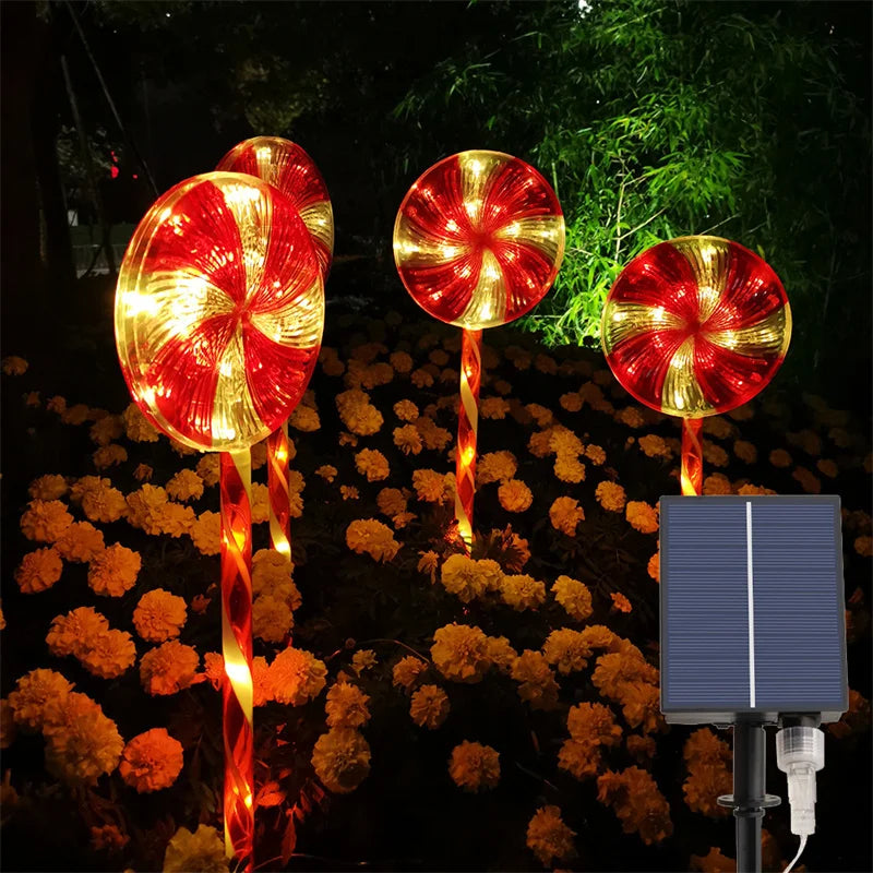 Solar Lights Outdoor Christmas Lollipop Lamp LED Garden Decoration Waterproof Landscape Halloween Lights Lamps Home Balcony Vue