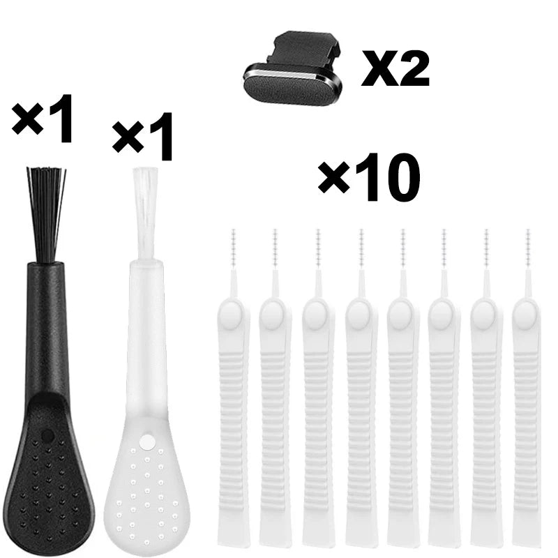 Mobile Phone Charging Port Dust Plug Removal Cleaner Kit for iPhone 15 14 13 Pro Max Computer Keyboard Dustproof Cleaning Brush Vue 14PCS