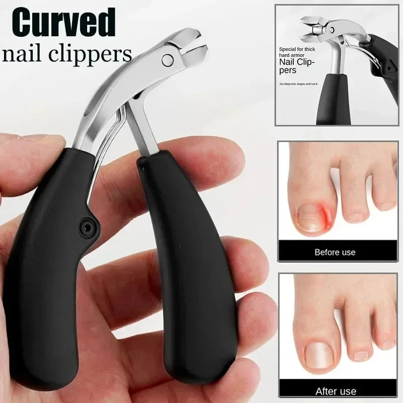 Curved nail clippers with large opening three times anti-splash storage Nail clippers for the elderly thick toenails Heavy duty Vue