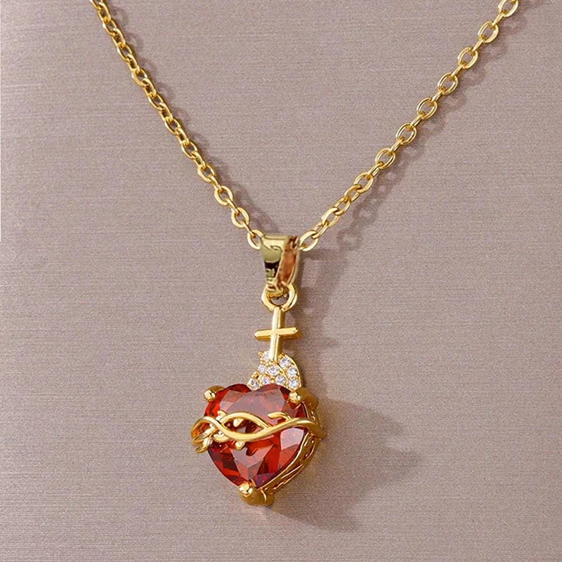 Huitan Heart Cubic Zirconia Pendant Necklace | Women's Fashion Pendant Necklace Vue