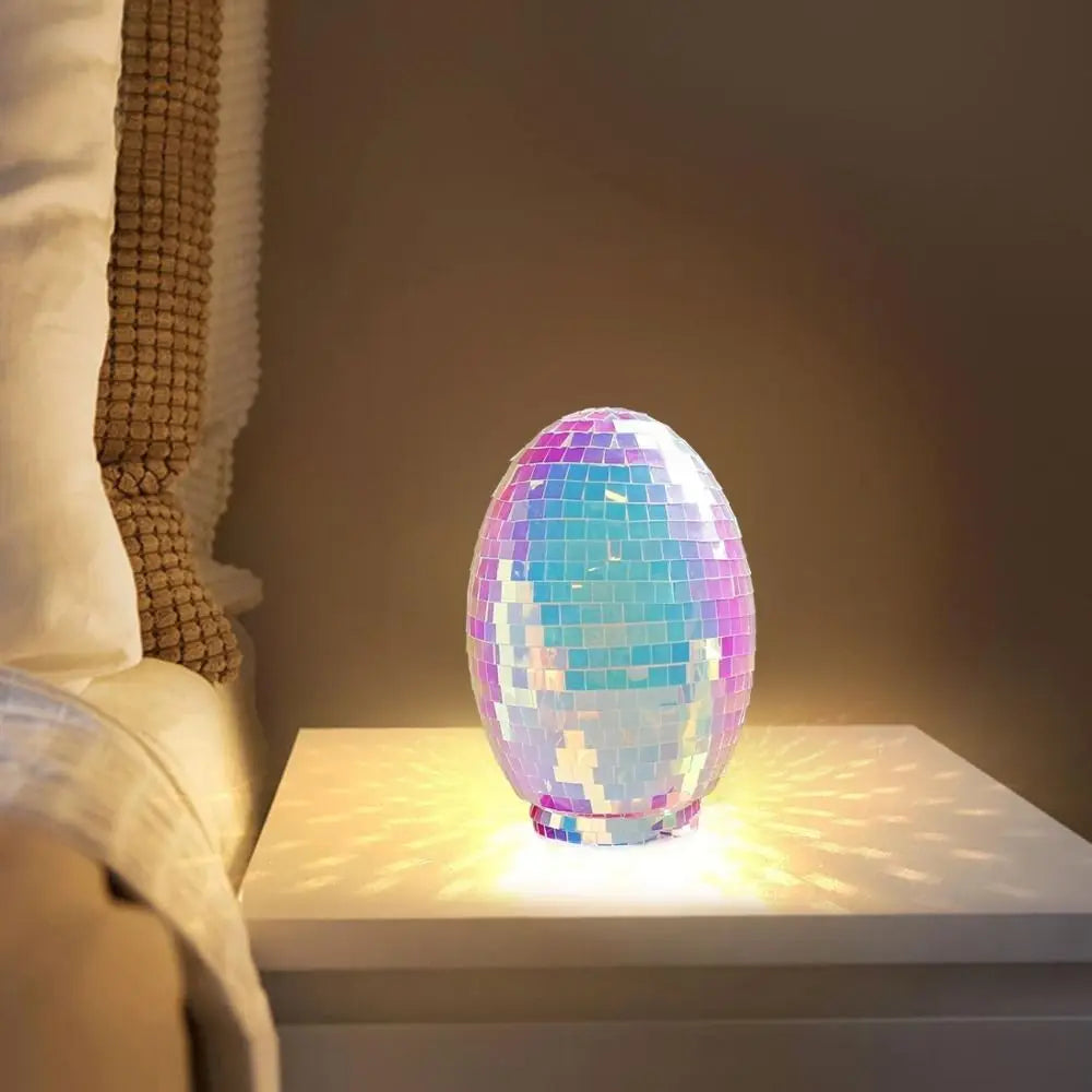 Easter Theme Glass Disco Egg Ball Decorative Shimmering Effect Reflective Mirror Ball Adorable Easter Egg Decorations Vue