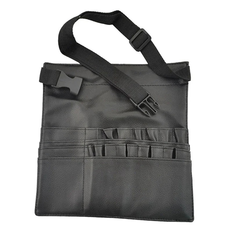 Multi-function Black PU Leather Cosmetic Bag Waist Bag Makeup Brush Bag With Belt For Professional Makeup Artist Large Capacity Vue