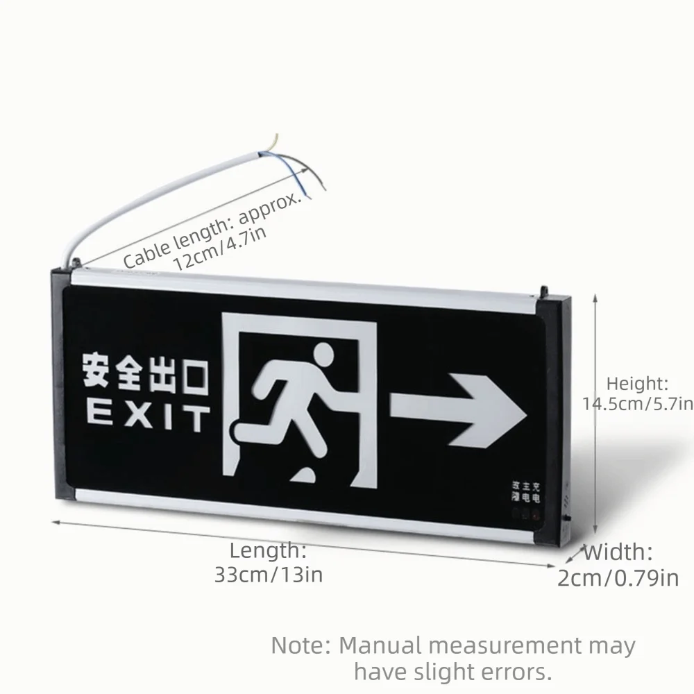 LED Light Emergency Exit Light Hanging Green Safety Exit Sign Dual-purpose with Battery Backup Indicator Warning Lamp Hotel Use Vue