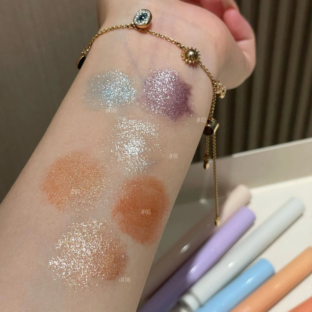 Pearlescent Eye Shadow Stick Shimmering Clear Sparkle Purple Blue Lying Silkworm Pencil Long Lasting Glitter for Eyes Makeup Vue