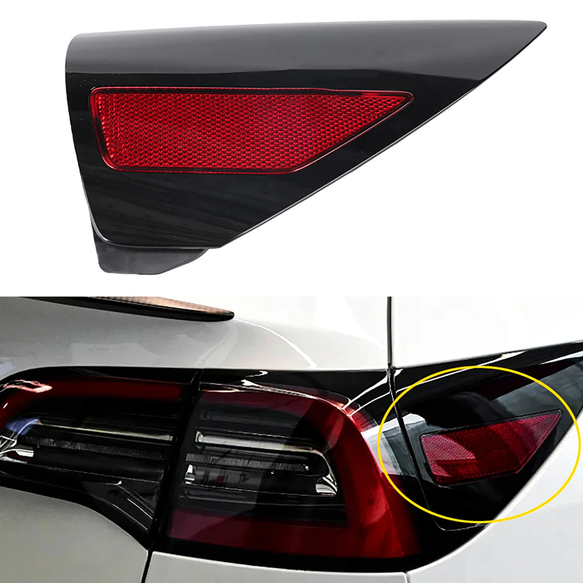 Car Rear Door Side Reflector Cover Charging Port Cover Tail Light Cover Trim for Tesla Model 3 Y 2017-2023 110078199D 108485499J Vue