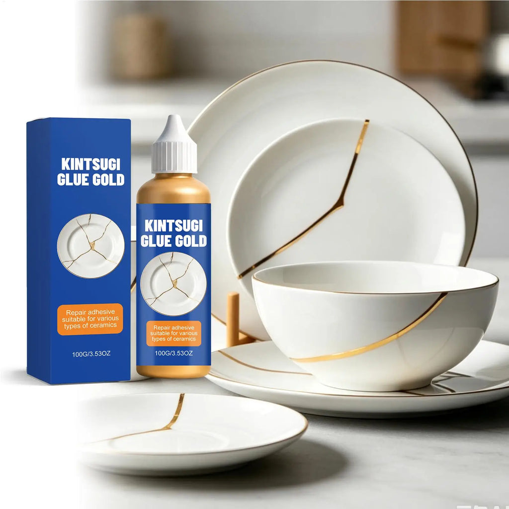100g Porcelain Repair Glue Strong Gold Food Safe Agent Adhesive Strong Clay Adhesive for Bathtub Bathroom Countertop Floor Sink Vue