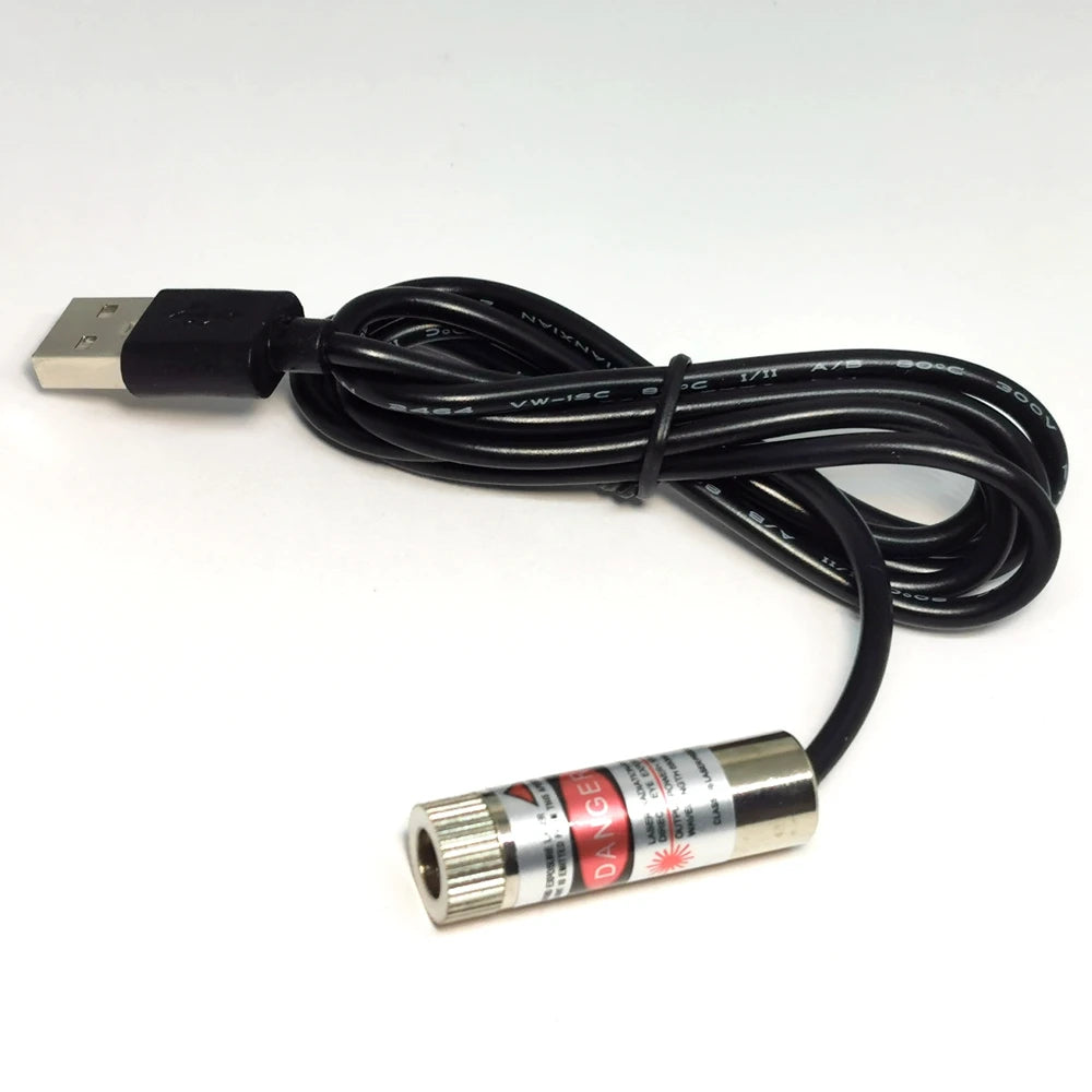 USB Adapter 650nm 100mw Red Laser Diode Module Focusable Dot Line Cross Beam 12*35mm Vue