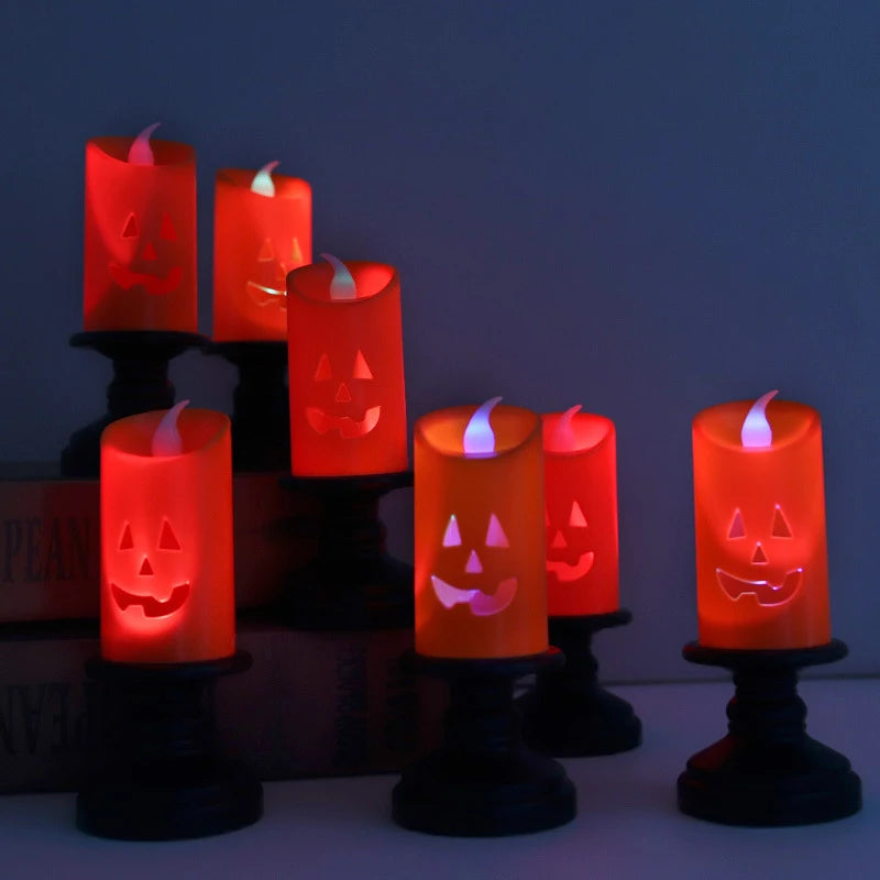 Halloween Candle Light LED Candlestick Lamp Ornaments Props Happy Halloween Party Props Pumpkin Candle Light Colorful Decoration Vue