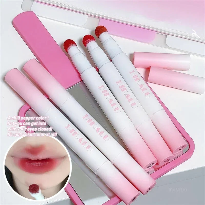 Lip Powder Cream Air Cushion Lips Cream Matte Brick Red Lip Glaze Mud Lipstick Pen Non-Stick Cup Female Lip Tint Korean Makeup Vue