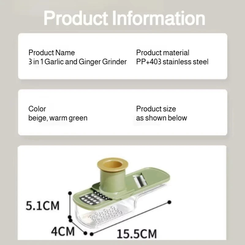 3-in-1 Multifunctional Ginger and Garlic Grinder Home Kitchen Slicer All Grinder Vue