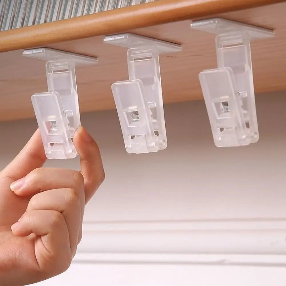 6PCS Creative Plastic Folding Hanging Clip No-Punch Self Adhesive Glove Clips Anti-slip Dishcloth Clips Living Room Vue