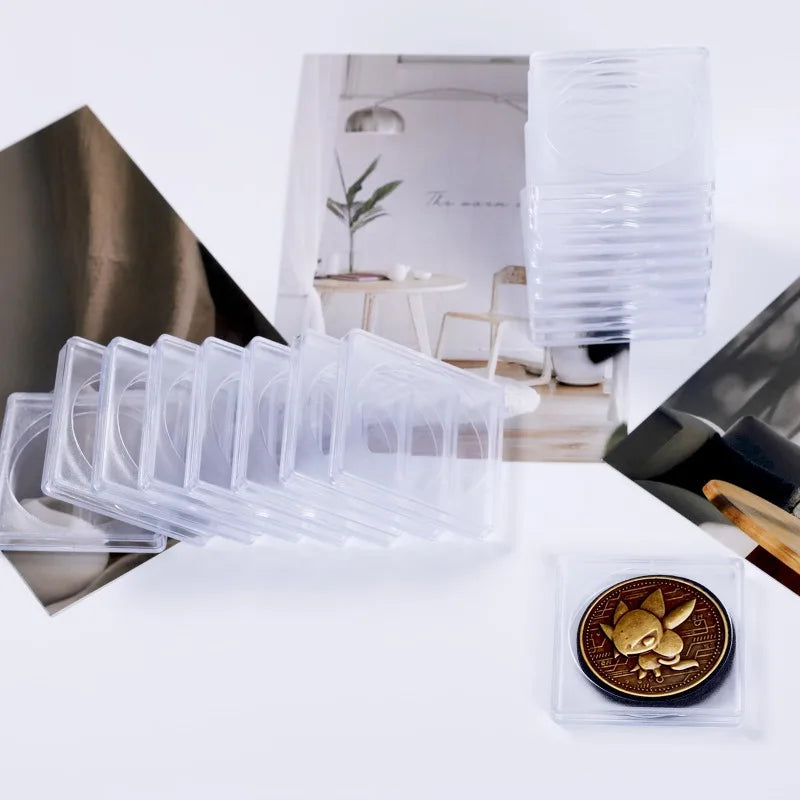 5pcs Coin Collection Display Rack Acrylic Collection Box Coin Capsule Storage Box Plastic Coin Capsule Holder with Foam Gasket Vue