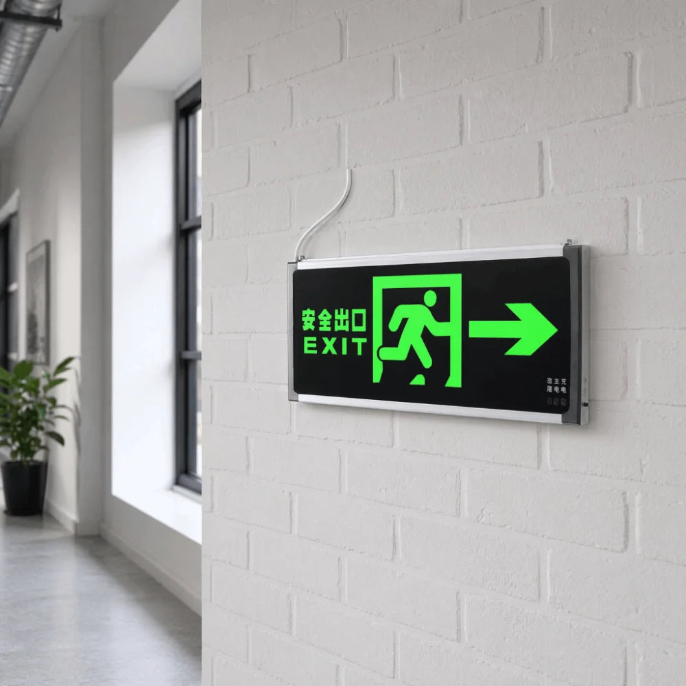 LED Light Emergency Exit Light Hanging Green Safety Exit Sign Dual-purpose with Battery Backup Indicator Warning Lamp Hotel Use Vue