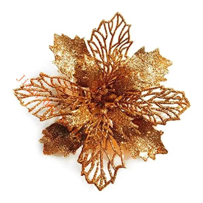 11cm Glitter Poinsettia Flower – Christmas Tree & Wreath Decor Christmas Floral Pick Vue Bronze China Mainland