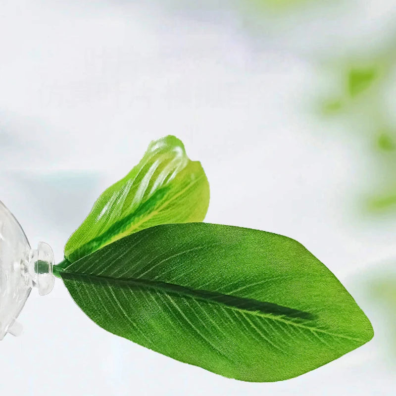 1 Pc Green Leaf Hammock For Betta Fish Stress-Reducing Aquarium-Safe Decor With Suction Cup For Fish Tank Fake Plants Decoration Vue