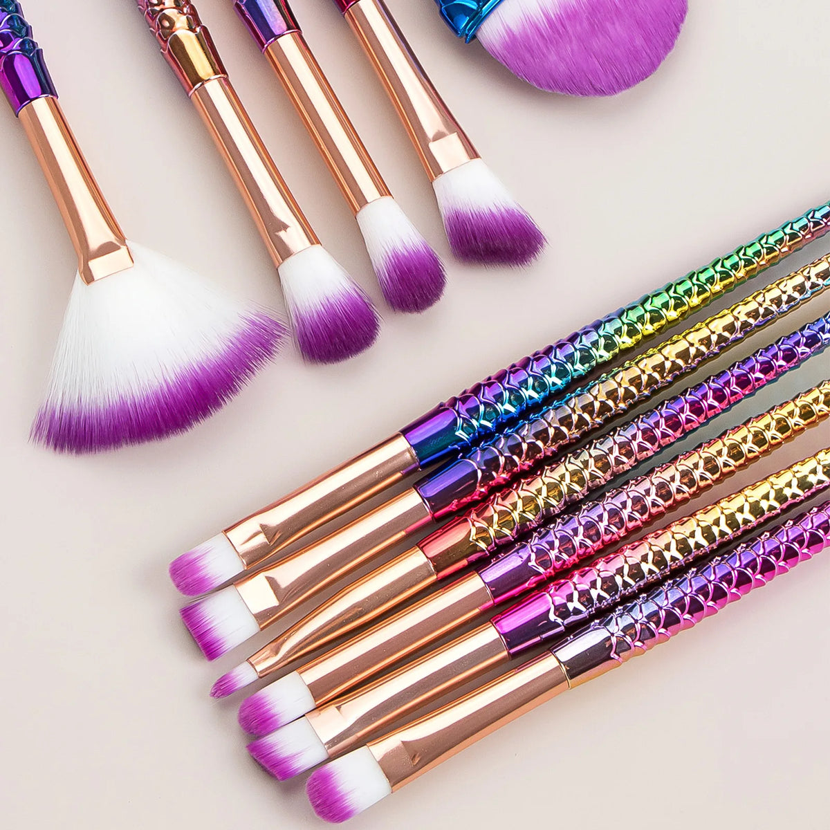 11Pcs Makeup Brushes Kit Maquiagem Maquillaje New Mermaid Foundation Eyebrow Eyeliner Cosmetic Makeup Brushes Vue