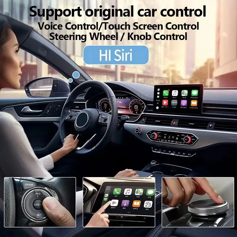 2 in 1 Wired to Wireless Car CarPlay Adapter Android Auto AI Box Play & Plug for OEM Wired CarPlay AA Navigation System Vue