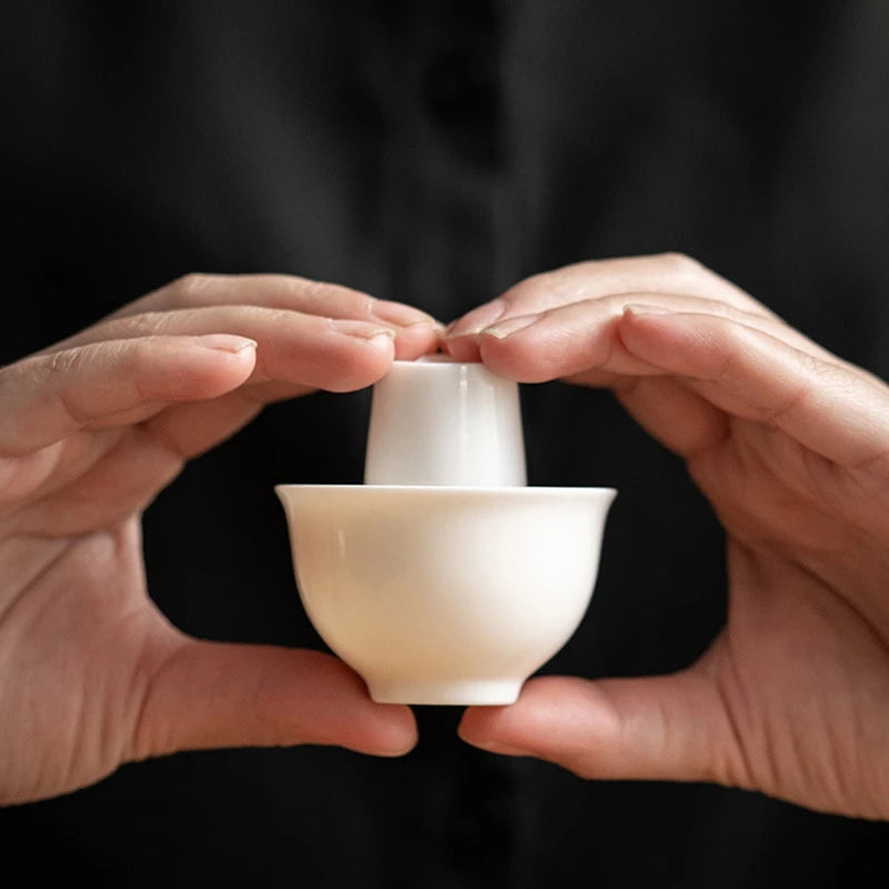 Elegant White Porcelain Teacup Set - Sheep Fat Jade Teacup, Chinese Tea Tasting Cups For Aromatic Experienceabkw Vue