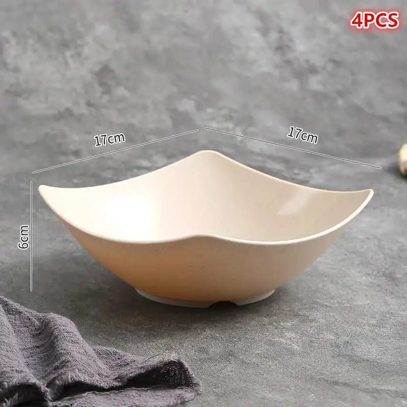 4 Pcs Plastic Salad Mixing Bowls Premium Quality Multipurpose Bowls For Fruit Vegetable Snacks Breakfast Restaurant Cafe〔CC11〕 Vue Beige
