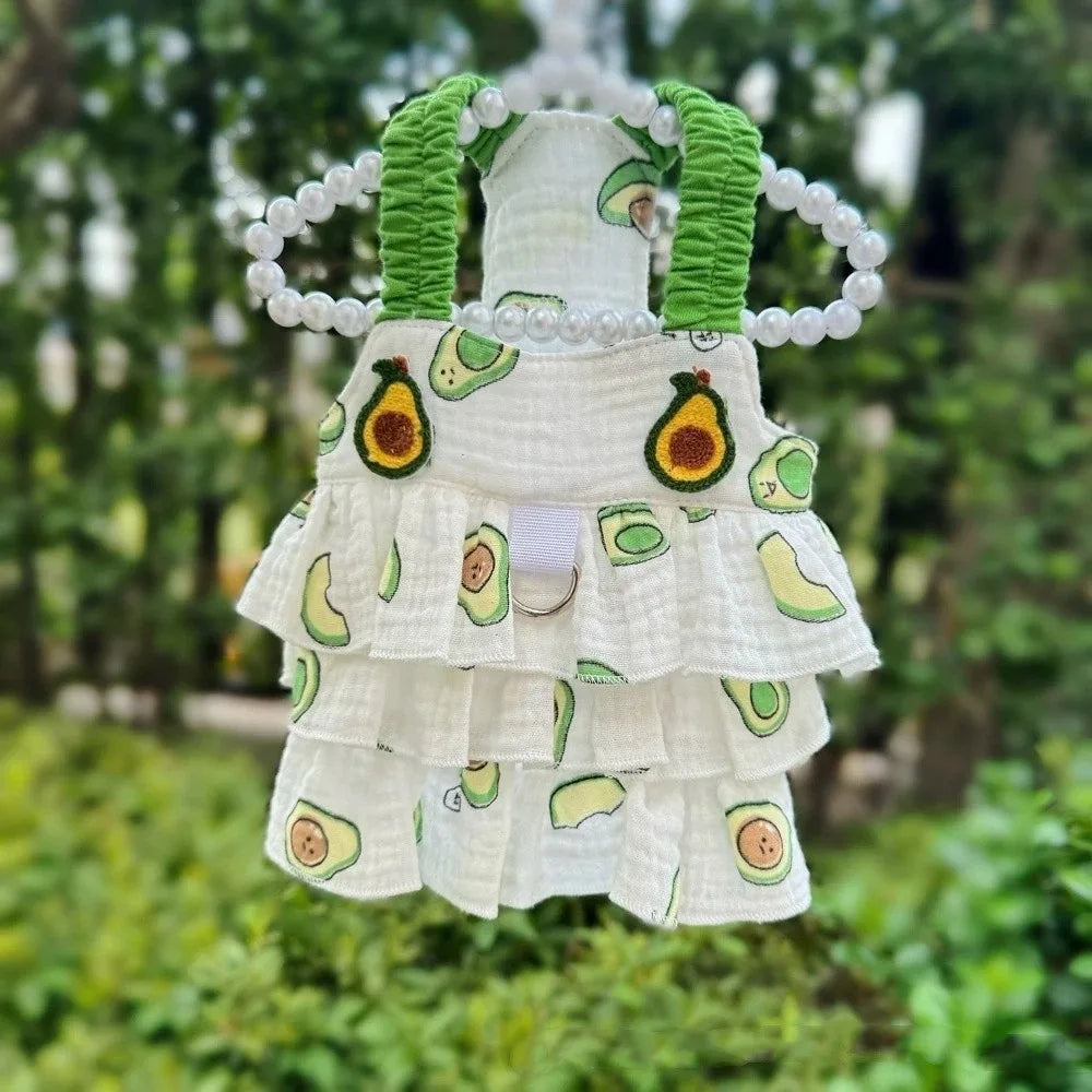 Soft Thin Breathable Dog Cake Skirt Comfortable Cotton Puppy Princess Skirt Cartoon Lightweight Summer Cat Clothes Indoor Vue Green XS
