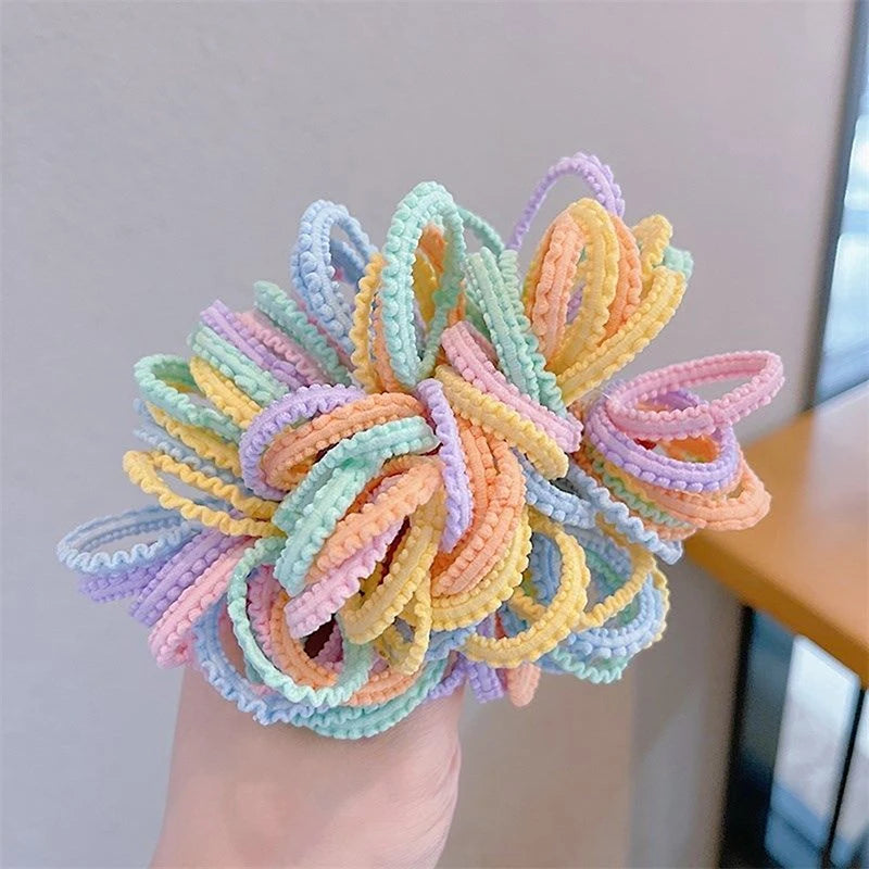 50pcs Girls Candy Color Hair Ties Elastic Hair Band Baby Cute Trendy Comfortable Headwear Hair Ties Kid Hair Accessories Vue A1