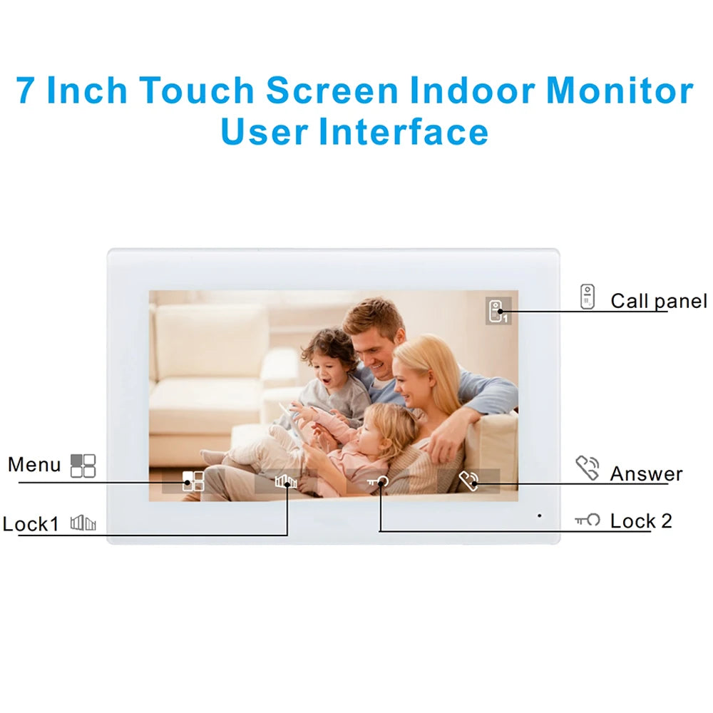 7inch Color Wired Video Intercom System Visual Doorphone Camera Video Doorbell Door Phone Kits for Home IP Villa Apartment M72T Vue