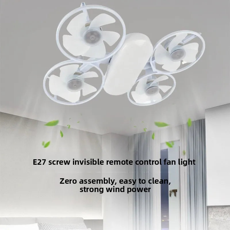 Nordic LED Ceiling Fan Light Foldable Blades 3 Color Dimmable Invisible Fan Lamp for Bedroom Home Decor Vue