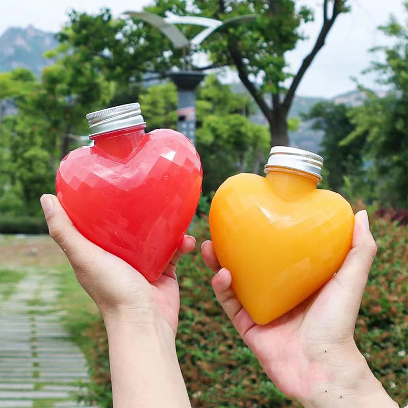 Plastic Heart Shape Bottles Drinks Storage Containers Drinking Water