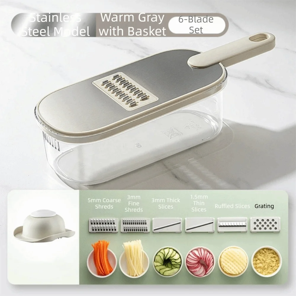 Space Saving Handheld Multifunctional Vegetable Slicer Plastic Safety Vegetable Cutter Effortless Food Processor Fast Chopper Vue 6 Blades