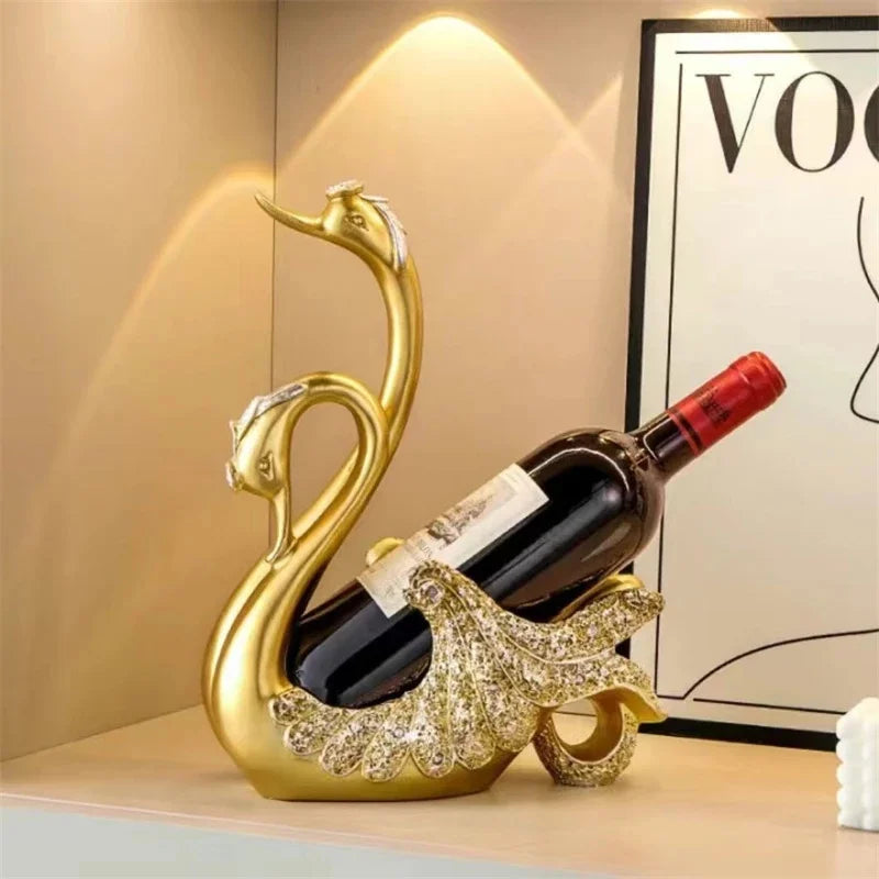 Couple Swan Resin Wine Holder Sculpture European Style Table Centerpiece For Living Room Entryway For Couples Anniversary Gift Vue