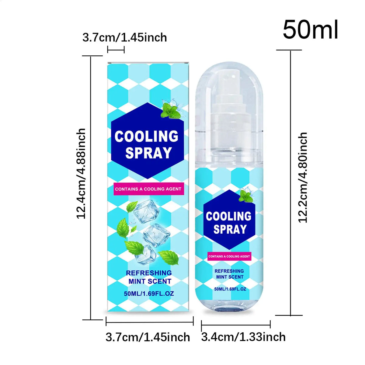 50ml Cooling Body Spray, Instant Refreshing Mint Mist for Summer, Portable Face & Body Cooler for Outdoor Sports Workout Travel Vue