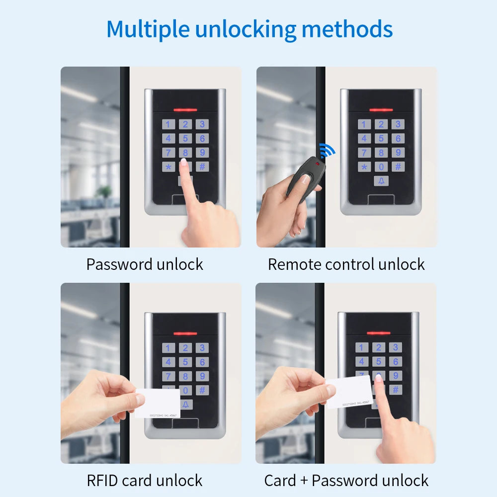 IP65 Waterproof DC 12V 433MHz Wireless Access Control Kit RFID Wiegand 26-44 & Rolling Code for Electronic Door Lock Home System Vue