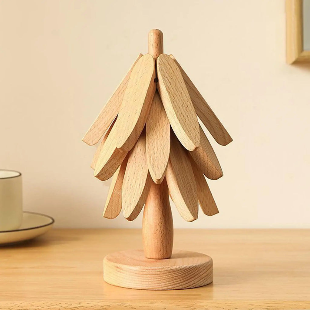 Wooden Insulation Trivet Tree Non-Slip Cup Coaster Set for Stove Pan Cup Teapot Hot Dishes Bowl, Anti-Scalding Cookware Coaster Vue