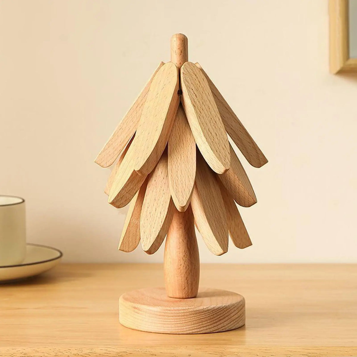 Wooden Insulation Trivet Tree Non-Slip Cup Coaster Set for Stove Pan Cup Teapot Hot Dishes Bowl, Anti-Scalding Cookware Coaster Vue