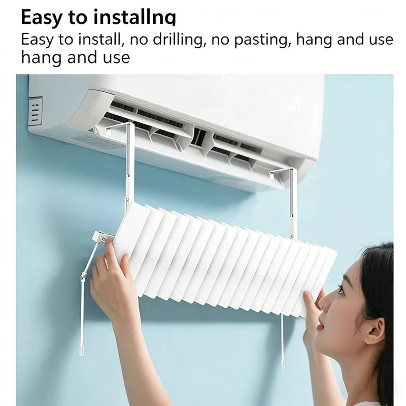 Adjustable Air Conditioner Air Deflector Prevent Blowing Wall Mount Air Conditioner Windshield Universal Easy Installation Vue