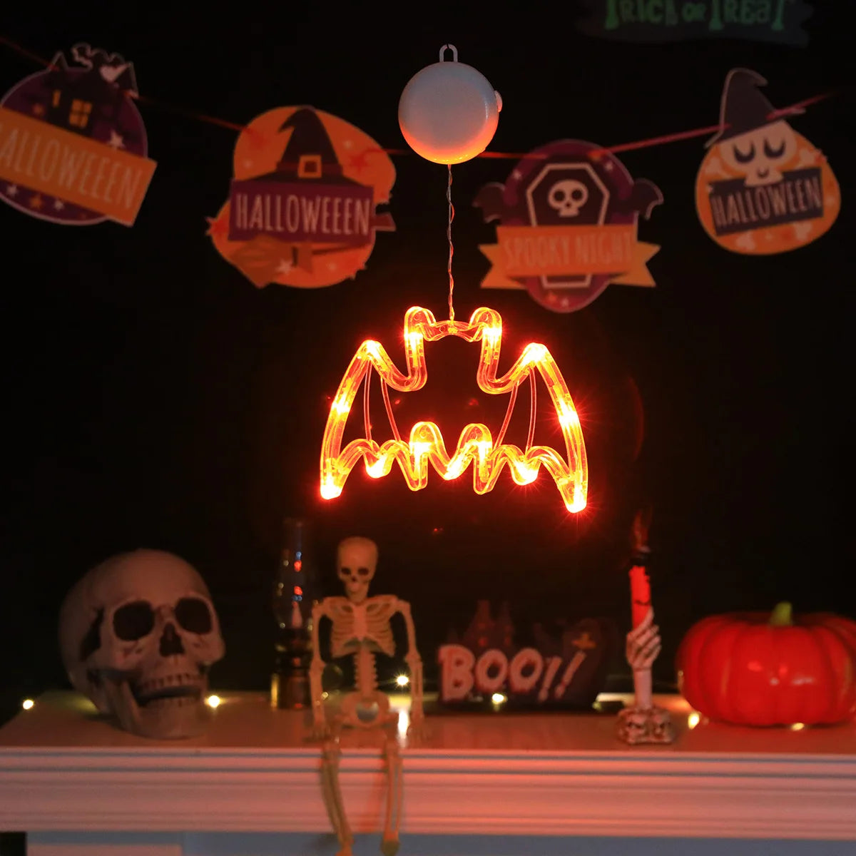 Multicolor Halloween Pendant Lights, Pumpkin Spider Witch Hat Hanging Lights, Suction Mount Design for Haunted Atmosphere Decor Vue
