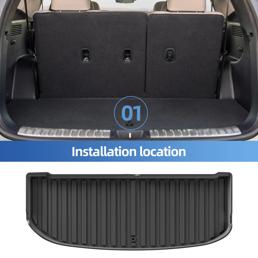 Smabee Left Drive for Hyundai Palisade Fuel Version 7Seats 2020-2024 TPE Car Floor Mats Cargo Liner Trunk Pad Accessories Black Vue