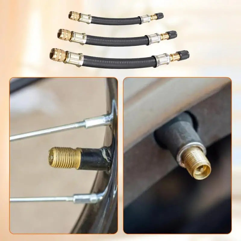 Flexible Rubber Hose Air Compressor Adapter Car Tire Valve Stem Extender for Bicycles Motorcycles Trailers Passenger Strollers Vue